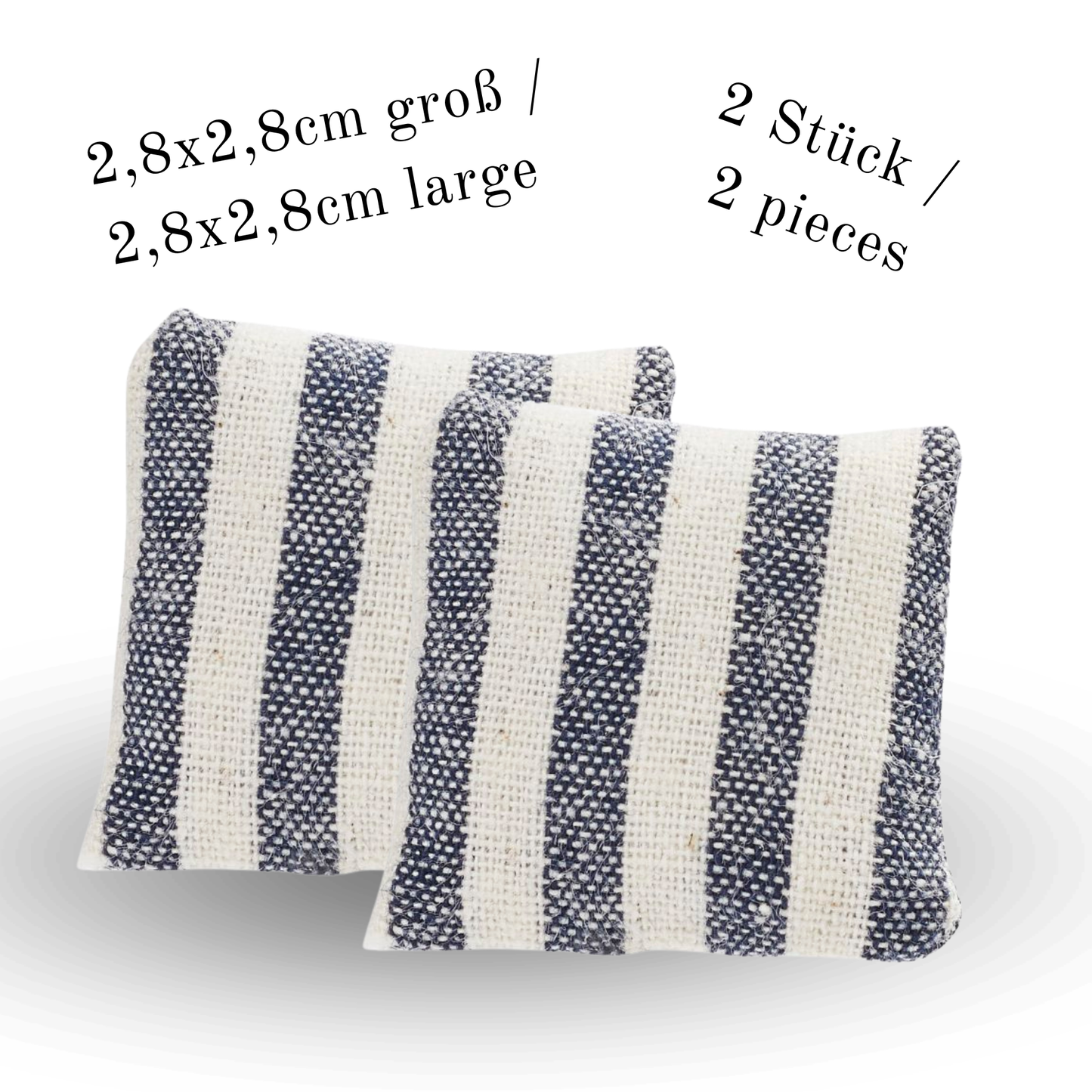 Miniatur Kissen dunkelblau weiß gestreift aus Stoff als Wichtel Zubehör