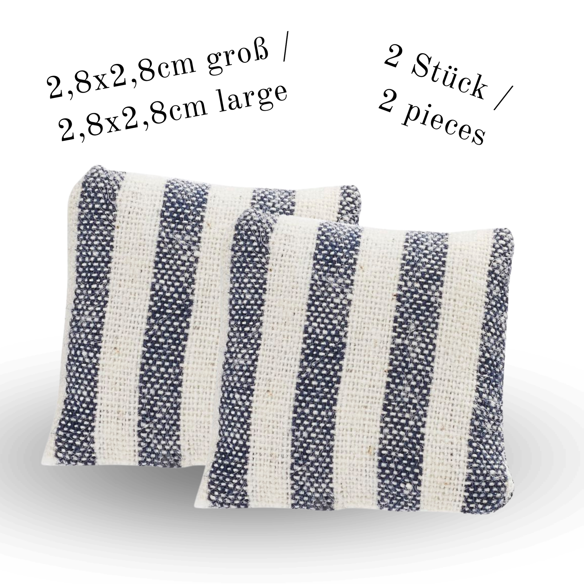 Miniatur Kissen dunkelblau weiß gestreift aus Stoff als Wichtel Zubehör