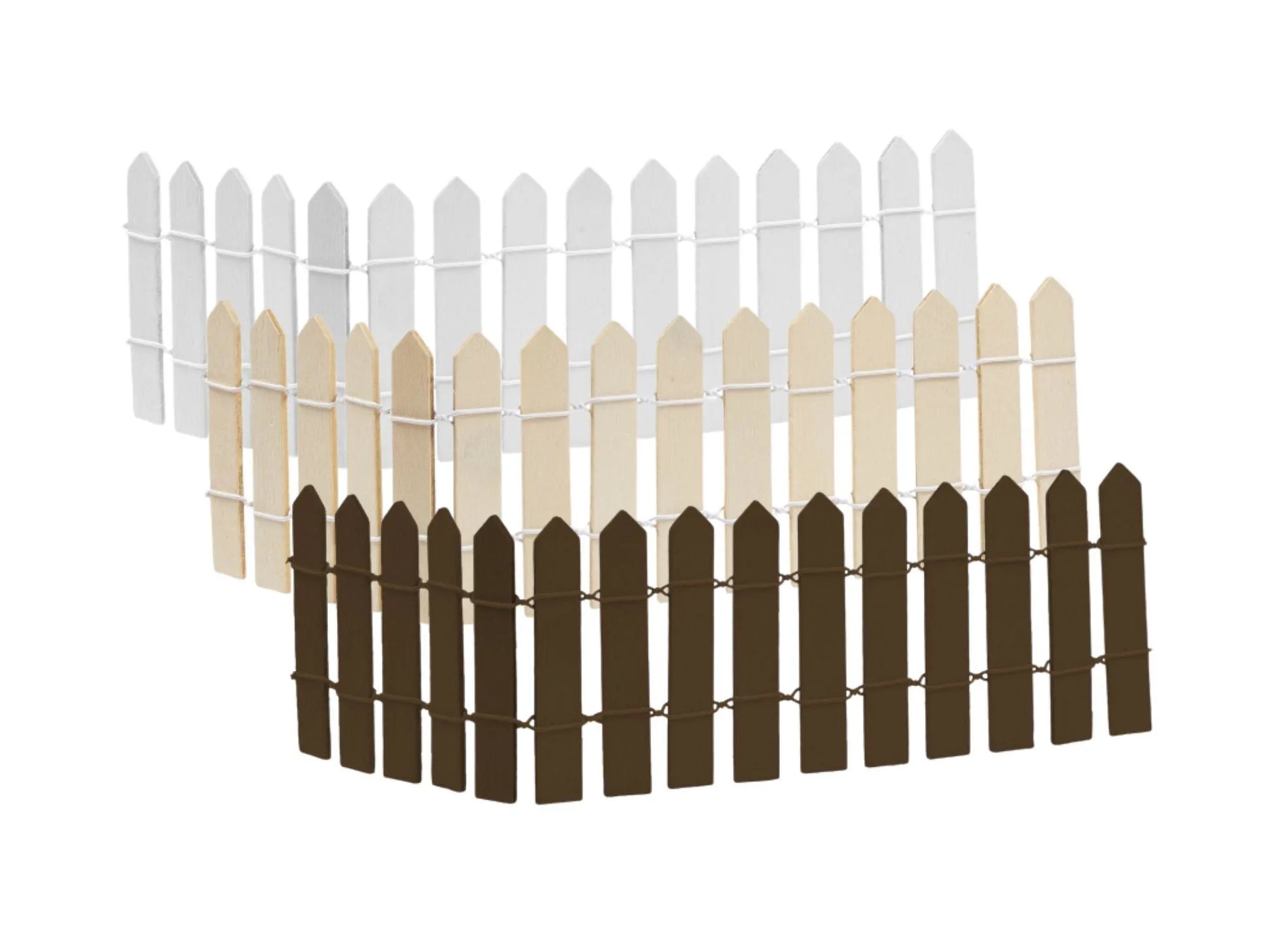 Miniatur Gartenzaun aus Holz in weiß natur oder braun 25x6,5 cm